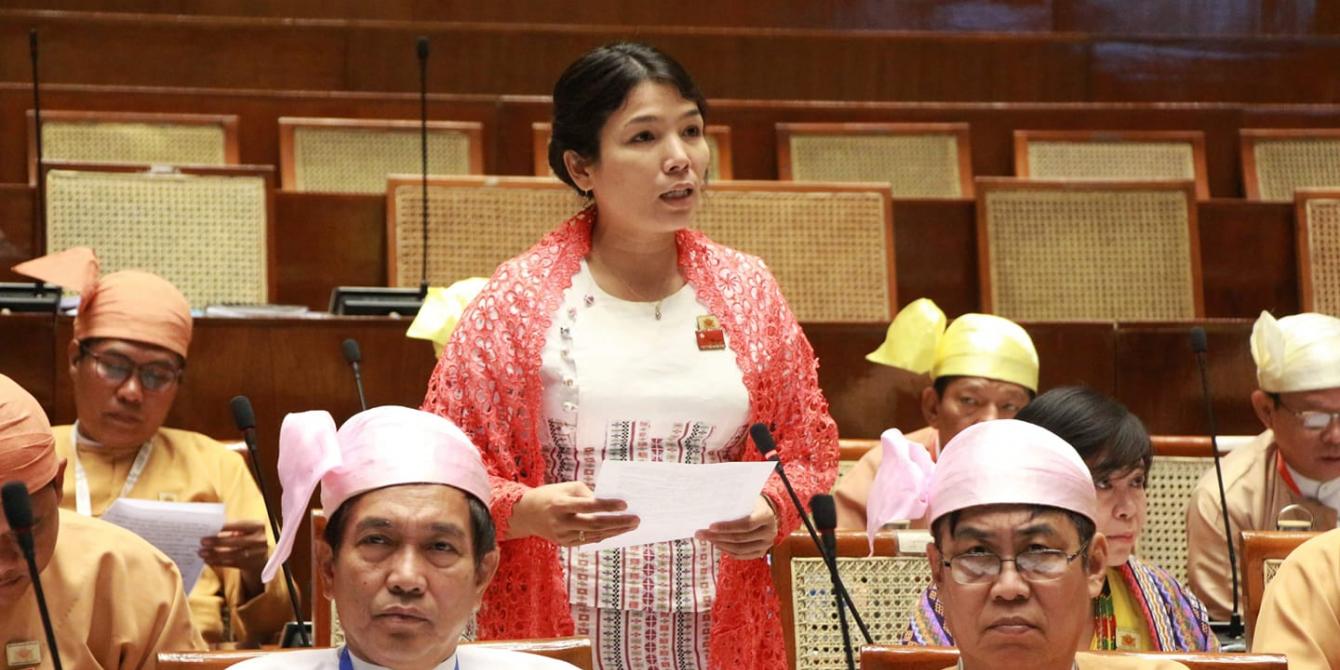 Ma Kyi Pyar speaking in the parliament Ma Kyi Pyi speaking in the parliament